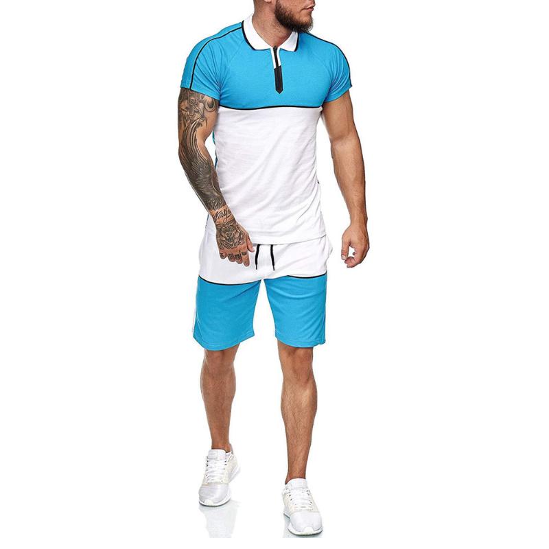 Summer Sports Fashion Casual Sets Men's Shorts+T-Shirt Two Piece Tracksuit Tops Sportswear Fitness Clothes Male Set M-3XL Tracksuits