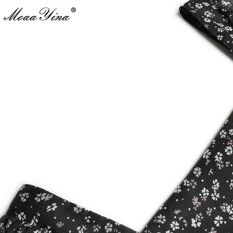 Summer Runway Black Dress Women's Square Collar Lantern sleeve Floral print Long Chiffon Party Gown 210524