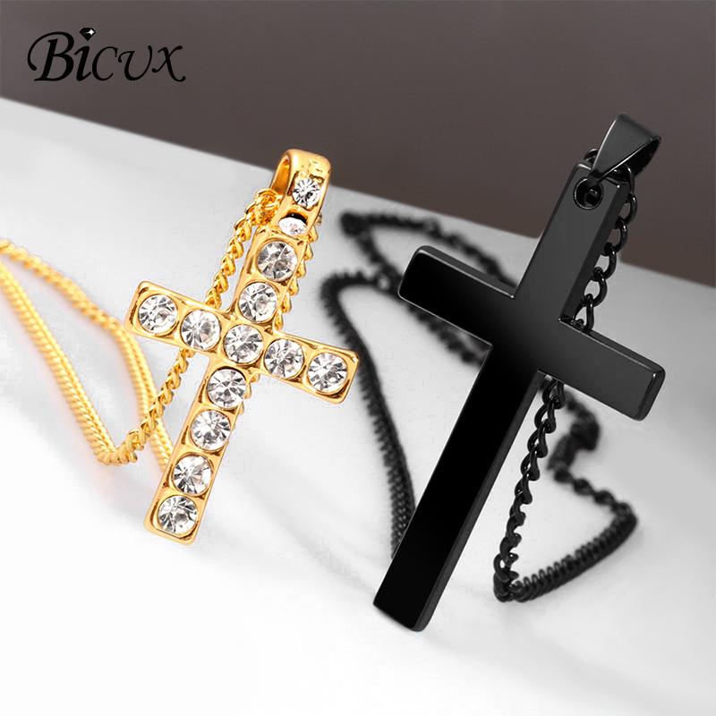 Pendant Necklaces BICUX Christian Stainless Steel Crystal Cross Men's Long Gold Silver Color Chain Fashion Necklace For Women Jewelry
Pendant Necklaces BICUX Christian Stainless Steel Crystal Cross Men's Long Gold Silver Color Chain Fashion Necklace For Women Jewelry