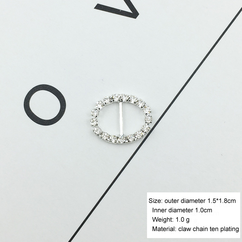 10 Pcs Invitation Ribbon Slider Cup Chain Crystal Rhinestone Buckle Round Rectangle Square Handmade Bow DIY Hair Accessory