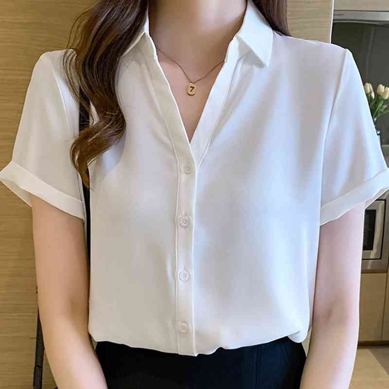 Blusas Blouses Top Femme Tops Women Blusas Mujer De Moda Short Sleeve Blouse Women V-Neck Chiffon White Blouse Shirt E837 210602
Blusas Blouses Top Femme Tops Women Blusas Mujer De Moda Short Sleeve Blouse Women V-Neck Chiffon White Blouse Shirt E837 210602