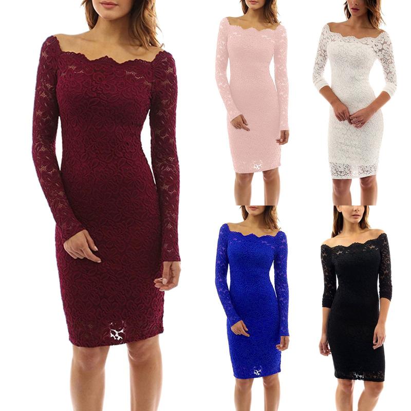 Casual Dresses Elegant Women Lace Bodycon Dress Sexy Off Shoulder Solid Color Cocktail Party Slim Long Sleeve Fashion Design Midi, Wh
Casual Dresses Elegant Women Lace Bodycon Dress Sexy Off Shoulder Solid Color Cocktail Party Slim Long Sleeve Fashion Design Midi, Wh