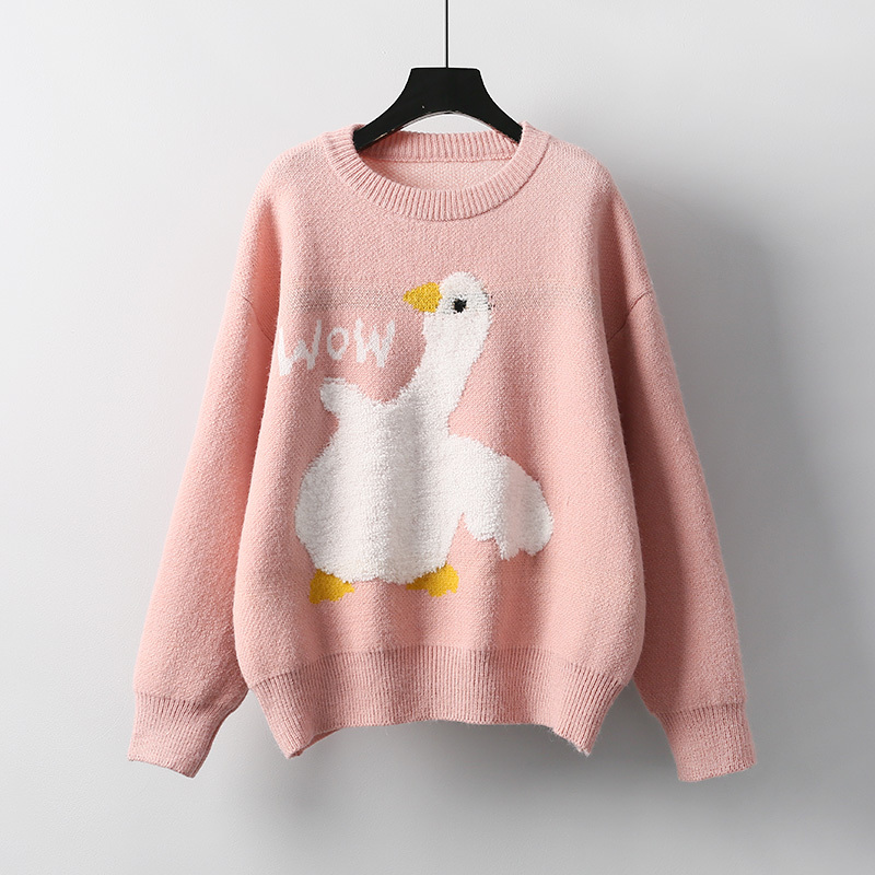 Nomikuma Pull Femme Korean Cartoon Jacquard Knitted Sweater Autumn Winter Causal Long Sleeve Women Knitted Tops 6C932 210427