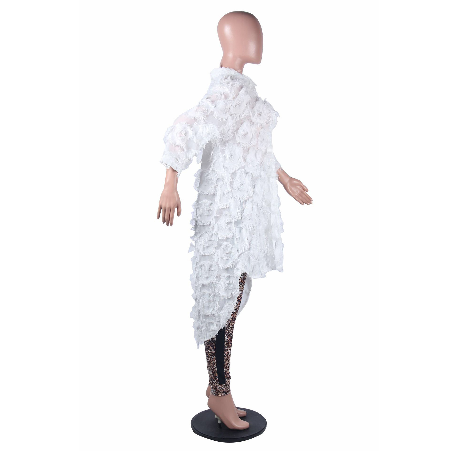 White Plush Dress Womens Long Sleeve Turn Down Collar Asymmetrical For Evening Party Night Mid Calf Fashion Female Midi Dresses 210510