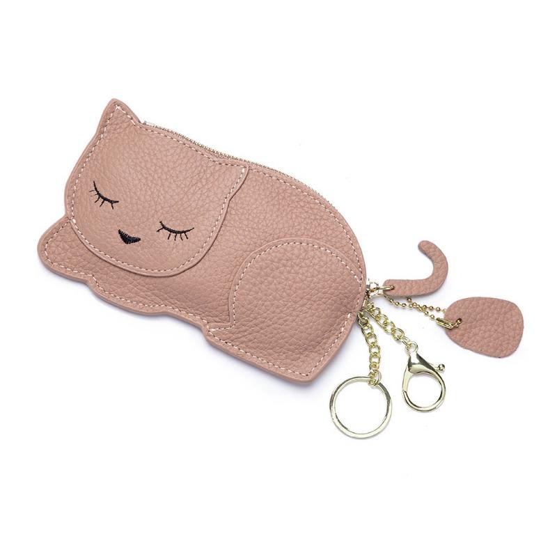 Cartoon Animal Cat Wallet Holder PU Leather Coin Purse Pouch Case Wallets, Red;black