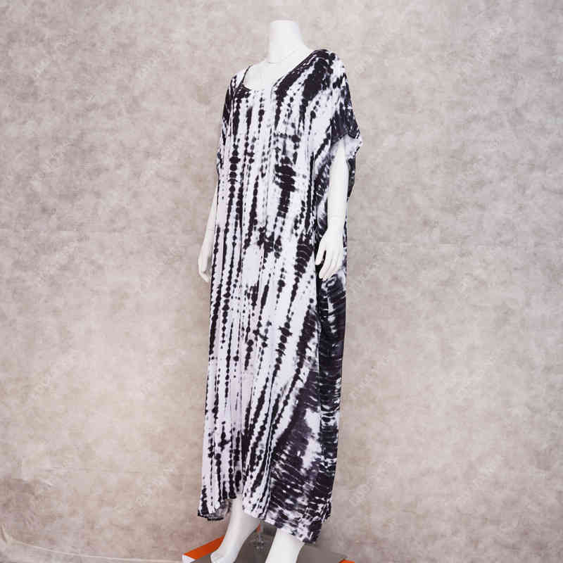 Bohemian Printed Summer Women Beachwear Kaftan Cover-ups Beach Dress Cotton Tunic Swim Wear Cover Up Robe de plage #Q969 210420