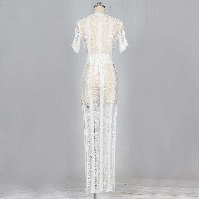 Two Piece Dress VITIANA Women Beach Cover Up Set Summer 2021 Female Hollow Out Sexy Party 2 Sets Short Tops And Long Skirts