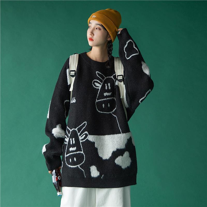 Harajuku Sweater Women Knitted Cartoon Animal Sweaters Japanese Kawaii Cute Pullovers Korean Soft Tops Sueter Mujer 210519