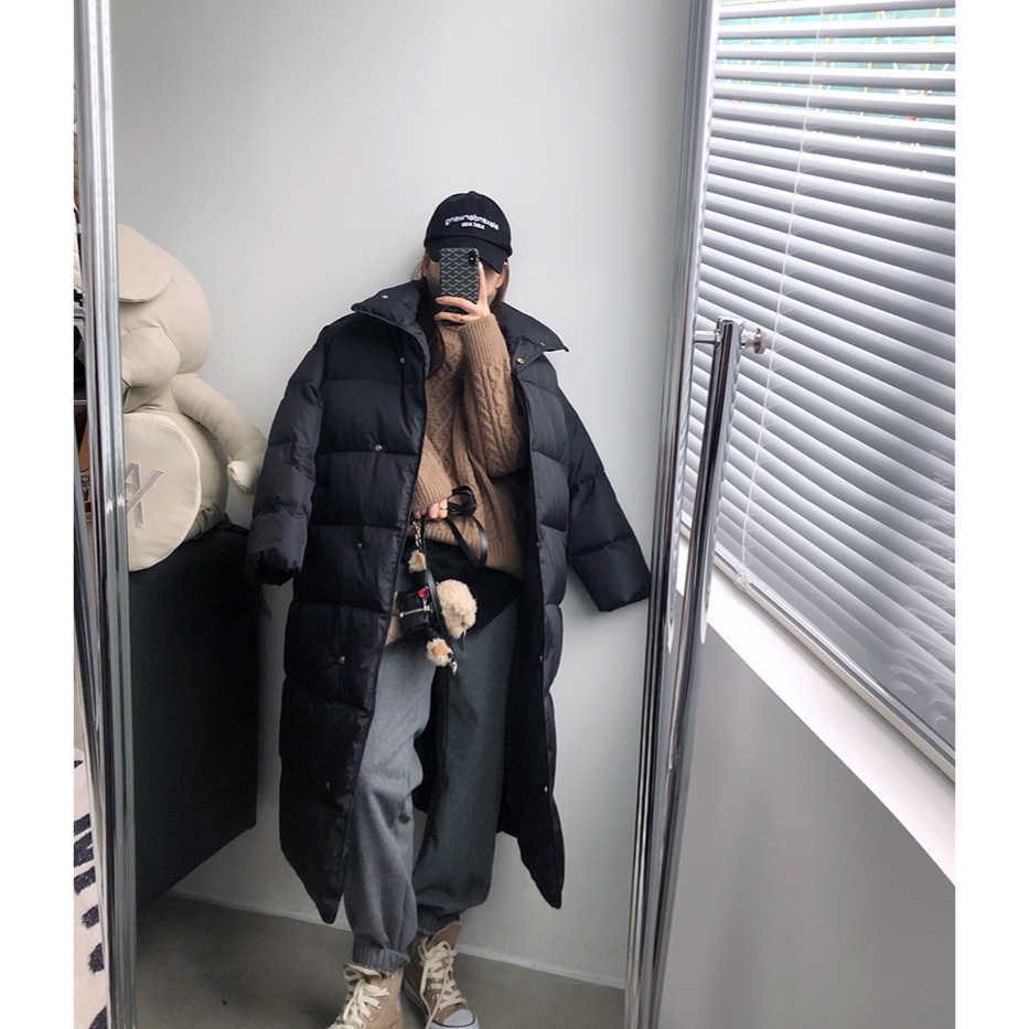 Winter Warm Coat Korean Loose Casual 90% White Duck Down Jacket Women's Long Sleeve Thick 211018