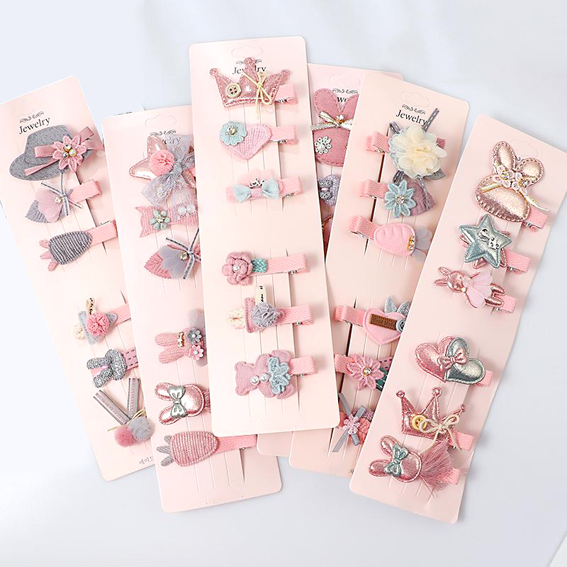 Children's Hair Pin Set Korean Version Cute Baby Cartoon Headdress Hairpins Girl's Fabric Hairpin Girl Hair Accessories Juego De Horquillas 