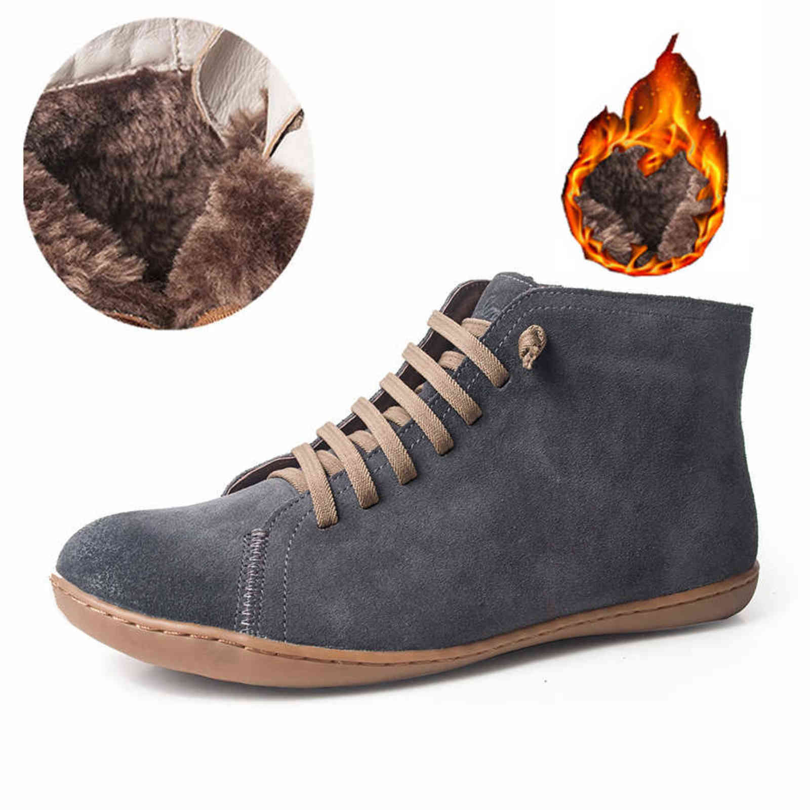 Women autumn ankle winter Boots barefoot ballerina leather casual Comfortable quality soft handmade Shoes boots with fur 211105