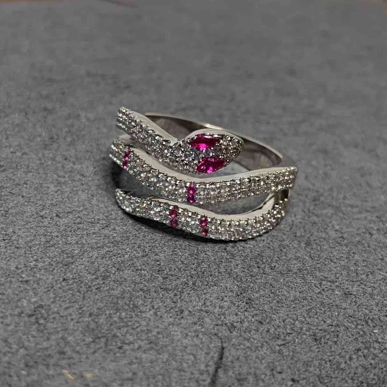 Family A's Spirit Snake Ring Female Shaped Red Corundum Index Finger Exaggeration