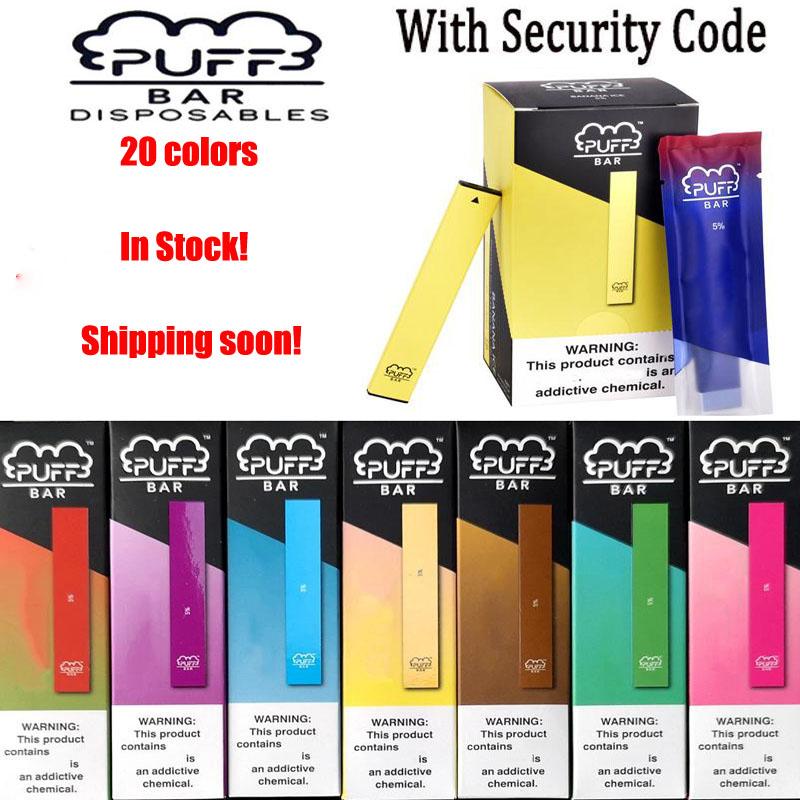 Puff Bar 20 Colors top quality Disposable Vape Device 300+puffs 280mAh Battery 1.3ml Cartridge Pre-filled Kit with Security Code
Puff Bar 20 Colors top quality Disposable Vape Device 300+puffs 280mAh Battery 1.3ml Cartridge Pre-filled Kit with Security Code