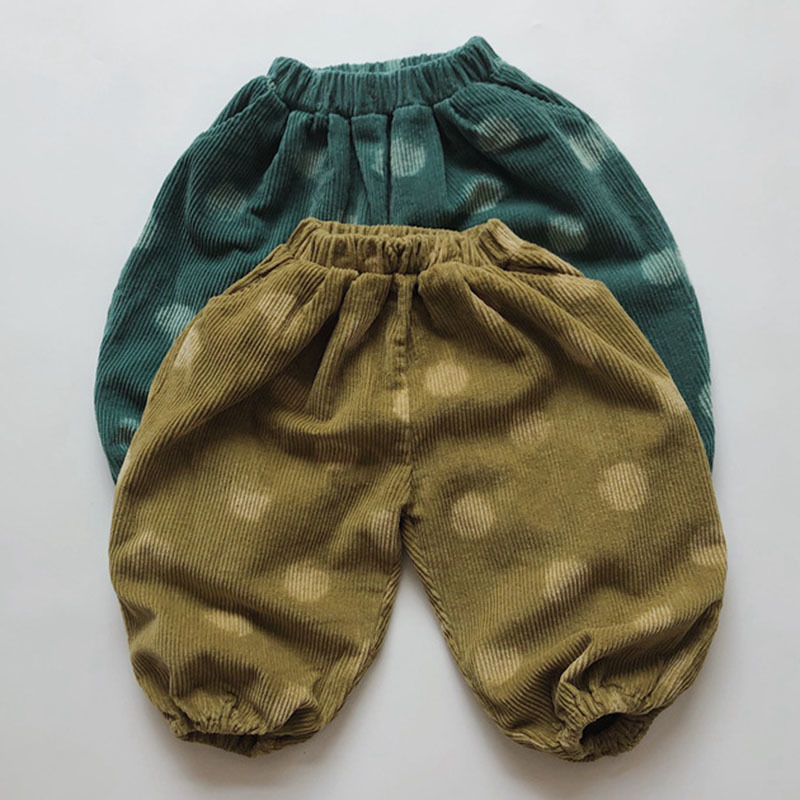 Baby Boys Girls Dot Loose Corduroy Pants Spring Autumn Children's Clothing Casual Pant Children 210429
