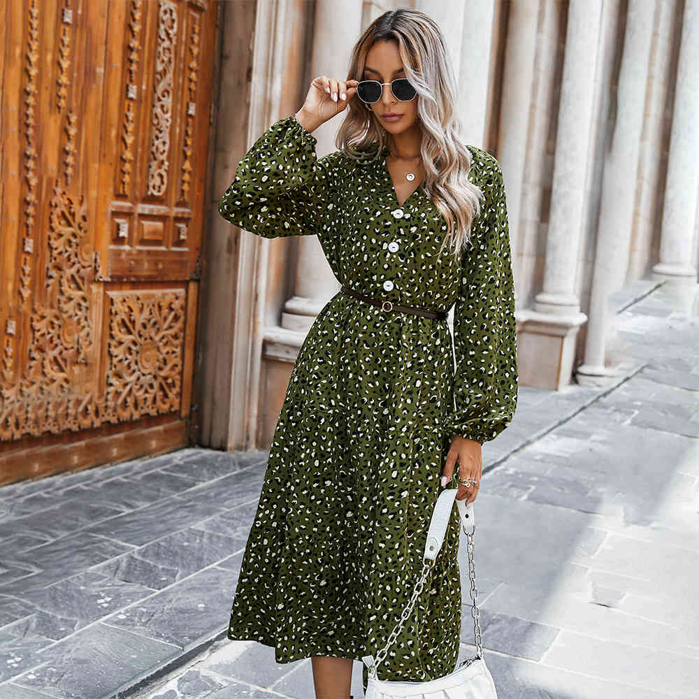 Women Dress V-neck Long Sleeve Printing Dresses Plus Size Vintage Sexy Flower Girl Fashion 210513