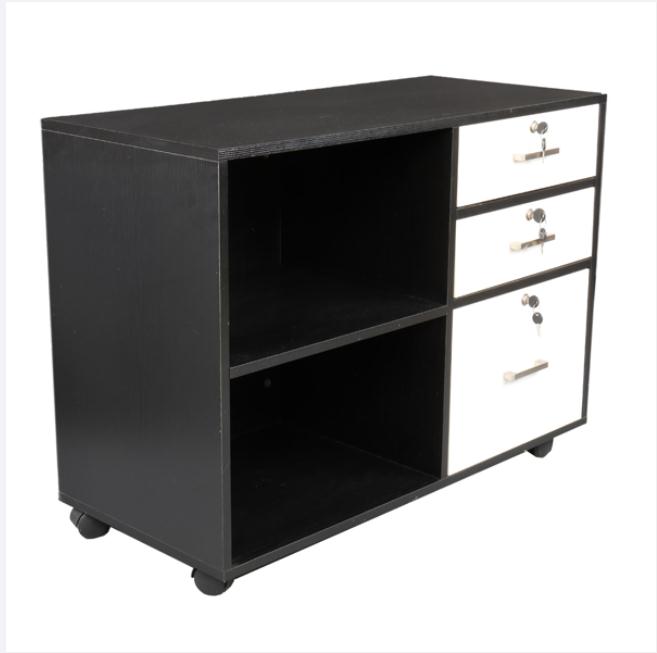 Bedroom Furniture FCH Wood File Cabinet 3 Drawer and 2 Open Shelves Office Storage with Wheel Printer Stand, 35.5"L x 15.7"W x 26"H