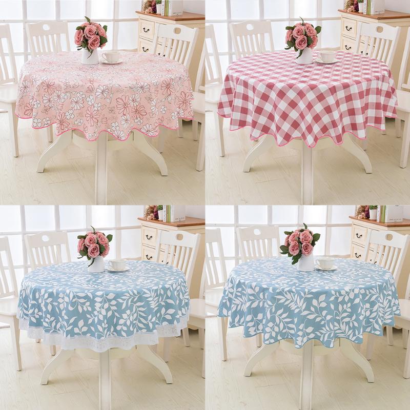 Waterproof Flower Lace Round Tablecloth Kitchen Dining Table Cover Decor Washable Cloth For Tea