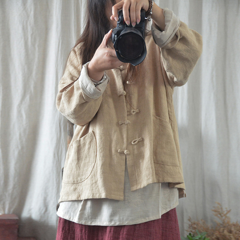 Johnature Women Ramie Vintage Shirts And Blouses Solid Color Autumn Clothes Stand Long Sleeve Button Pockets Shirts Top 210521, Brick red
Johnature Women Ramie Vintage Shirts And Blouses Solid Color Autumn Clothes Stand Long Sleeve Button Pockets Shirts Top 210521, Brick red