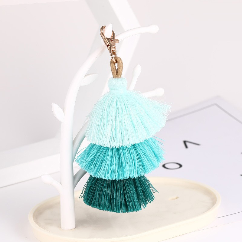 Multilayer Tassel Keychain Keyrings Bag Charm Jewelry Big Key Chain Key Holder Boho Handmade Pom Pom Vintage Fashion Accessories