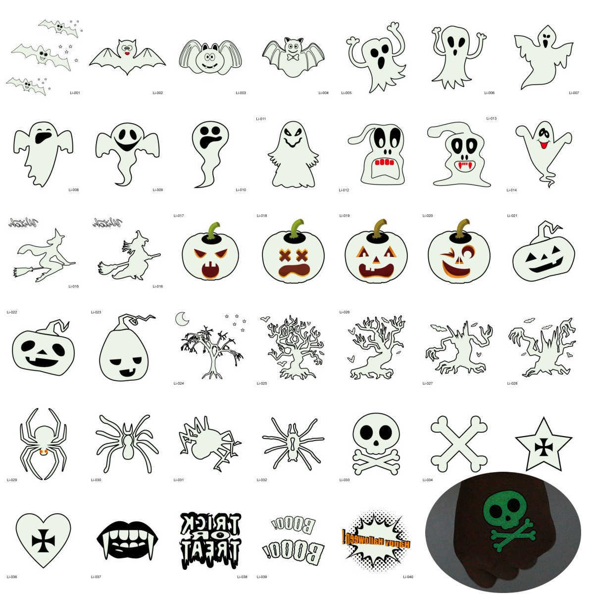40pcs Luminous s Joke Ghost Taty Spider Fake Pumpkin Witch Glowing in Dark Temporary Tattoo Stickers Kids Body Art
40pcs Luminous s Joke Ghost Taty Spider Fake Pumpkin Witch Glowing in Dark Temporary Tattoo Stickers Kids Body Art