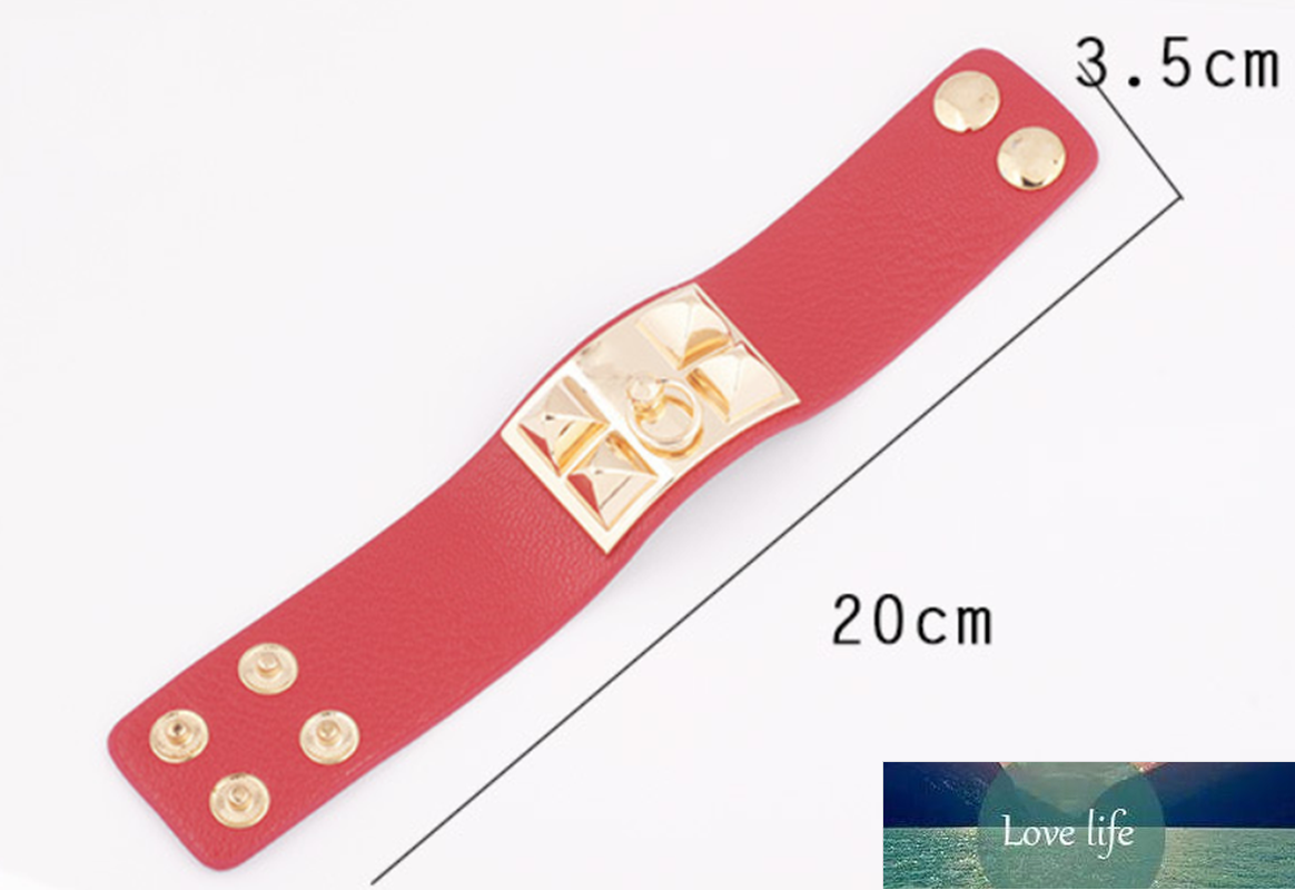 Punk Wide Circular Leather Bracelets Black Red Exaggerated Rivet Stud Wide Cuff Gothic Rock Unisex Bangle Bracelet Fashion Gift Factory price expert d