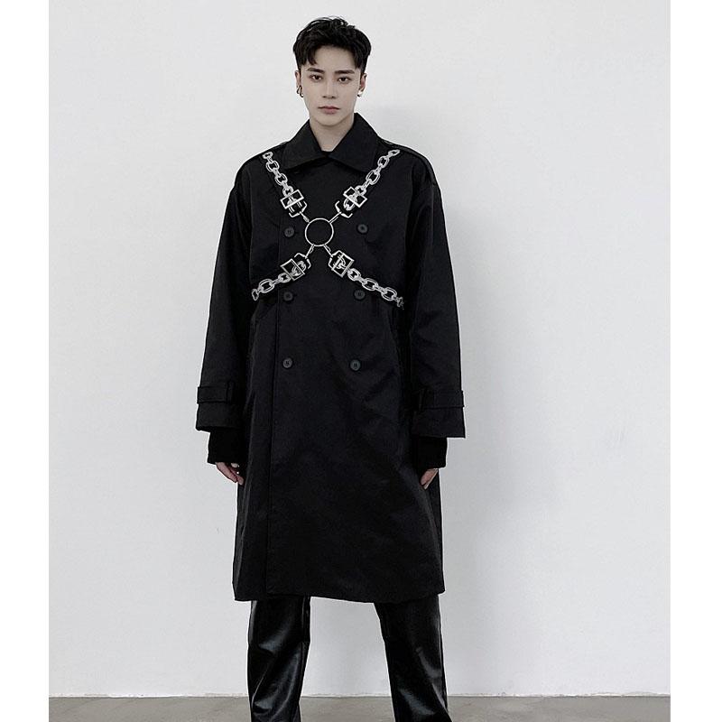 Men's Trench Coats Male Double-breasted Loose Casual Coat Windbreaker Outerwear Stage Clothing Men Chain Print Straps Long Trenchcoat Jacket, 3802
Men's Trench Coats Male Double-breasted Loose Casual Coat Windbreaker Outerwear Stage Clothing Men Chain Print Straps Long Trenchcoat Jacket, 3802