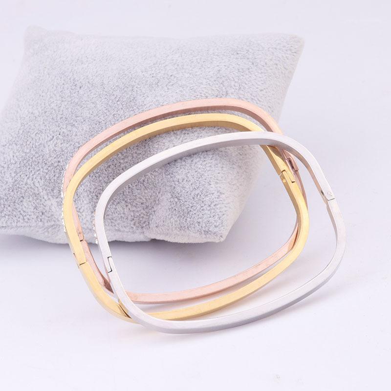 Sale Fashion Jewelry Titanium Steel Bracelet Female Crystals From Swarovskis For Women Wedding 3 Colors Bangle