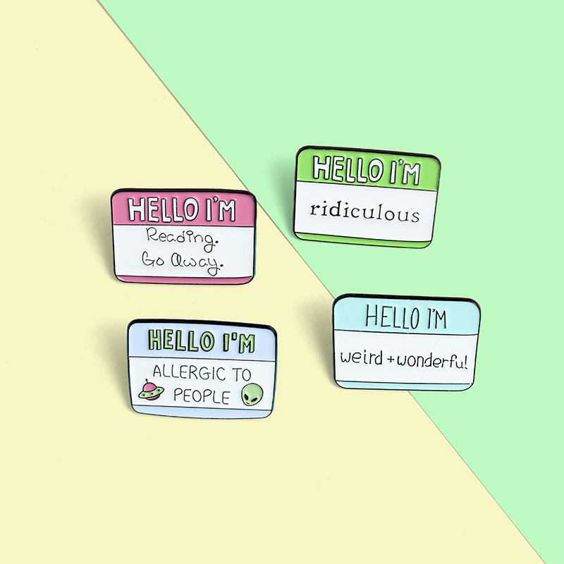Hello I Am Enamel Brooches Pin for Women Fashion Dress Coat Shirt Demin Metal Funny Brooch Pins Badges Promotion Gift 2021 New Design Cute Accessories, Mixed colors
Hello I Am Enamel Brooches Pin for Women Fashion Dress Coat Shirt Demin Metal Funny Brooch Pins Badges Promotion Gift 2021 New Design Cute Accessories, Mixed colors