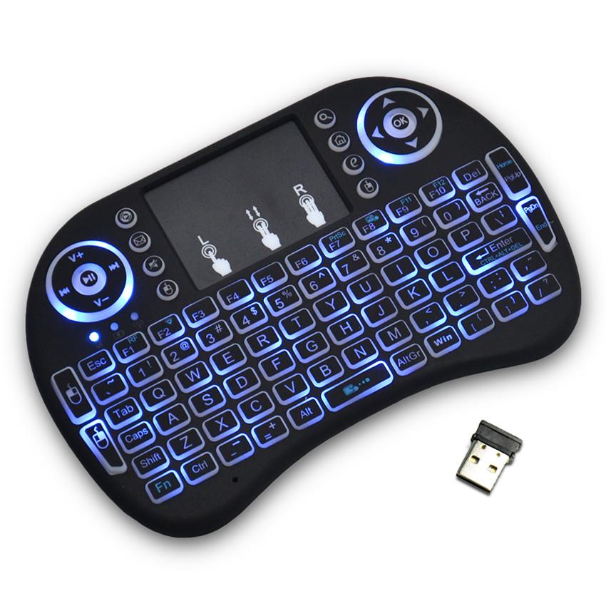 i8 Keyboard Backlit 2.4G Wireless Fly Air Mouse Rechargeable With Backlight Touchpad Remote Controlers For X96 max H96 TX3 TV Box