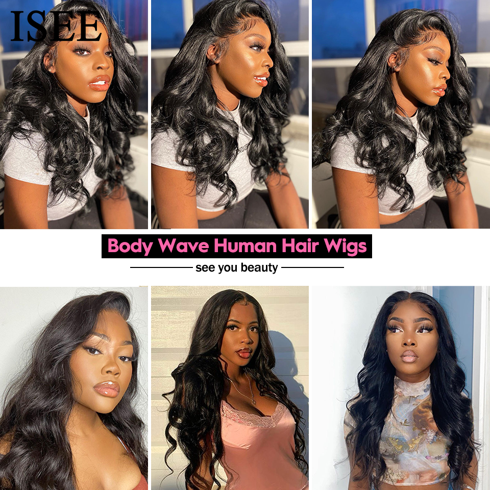 ISEE HAIR Peruvian Front Wig 4X4 Body Wave Closure For Women Human Hair 13X4 Lace Frontal Wigs