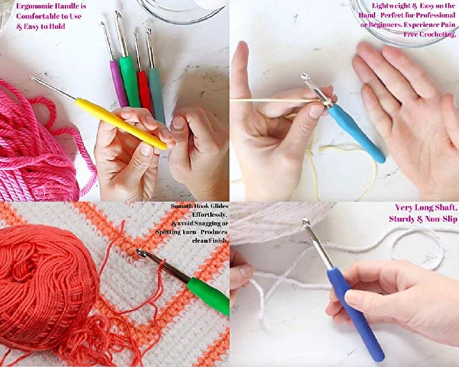 2021New 9PC/Set Color Silicone Soft Handle Metal Set DIY Knitting Needles Crochet Tool Hook Pin DHL Free shipping