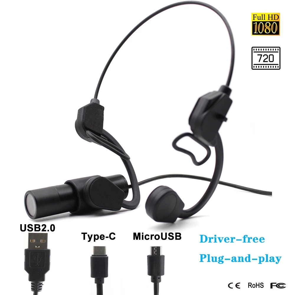 Mini Bullet Camera With Headset Bracket OTG Android Smartphone Device USB Webcam For Helmet Police Webcast
