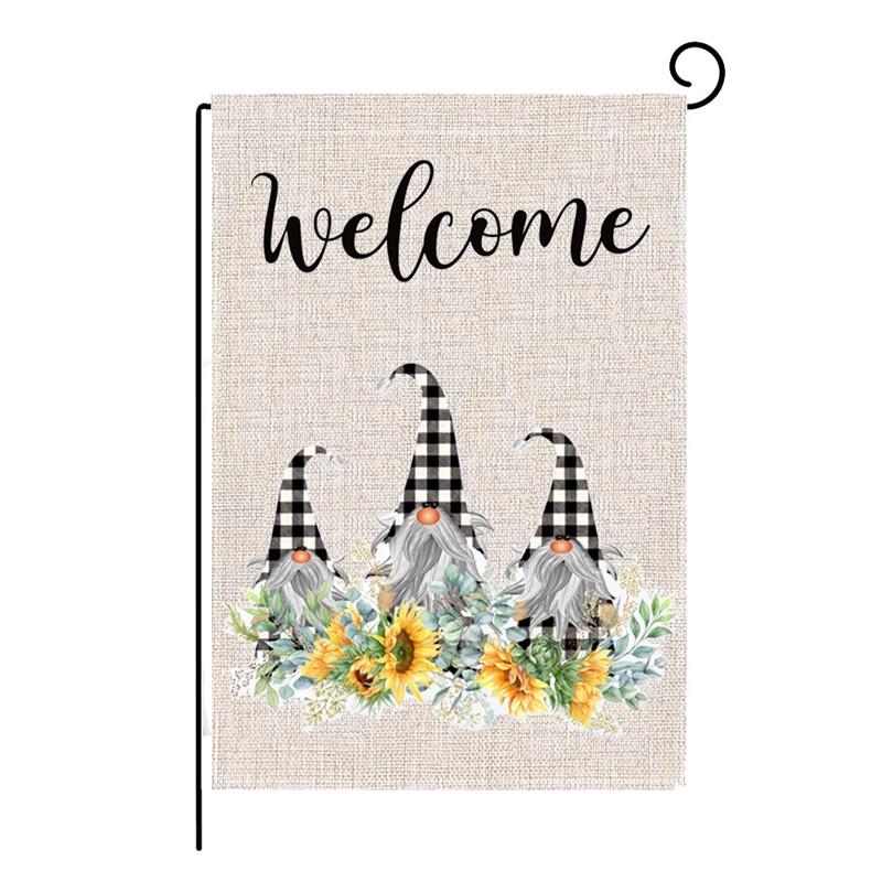 Summer Garden Flag Fruit Gnomes Double Size Printed Flax Outdoor Decorative Hanging Welcome Banner 32*47CM