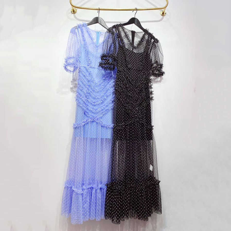 High Quality Summer Long Lace Dress Vacation Beach Ladies Professional Style Feminine Party 210525