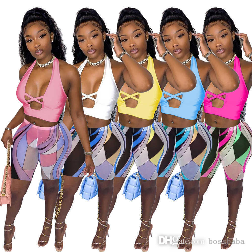 Summer Women Tracksuits Designer 2 Piece Short Outfits Sexy Sleeveless Cross Cut Open Back Top + Print Shorts Suits Clubwear Plus Size, Yellow
Summer Women Tracksuits Designer 2 Piece Short Outfits Sexy Sleeveless Cross Cut Open Back Top + Print Shorts Suits Clubwear Plus Size, Yellow