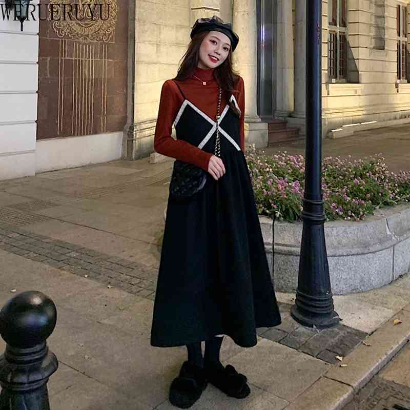 WERUERUYU korean Women Turtleneck top + Elegant sweet Tweed Sling dresses women clothes 2 piece set suit 210608, Photo color
WERUERUYU korean Women Turtleneck top + Elegant sweet Tweed Sling dresses women clothes 2 piece set suit 210608, Photo color