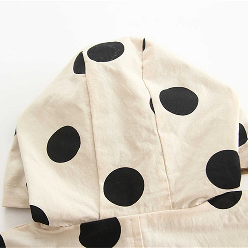 Mudkingdom Girls Trench Coats Cute Polka Dots Long Sleeve Hooded Girl Coat Fashion Children Clothes 210615