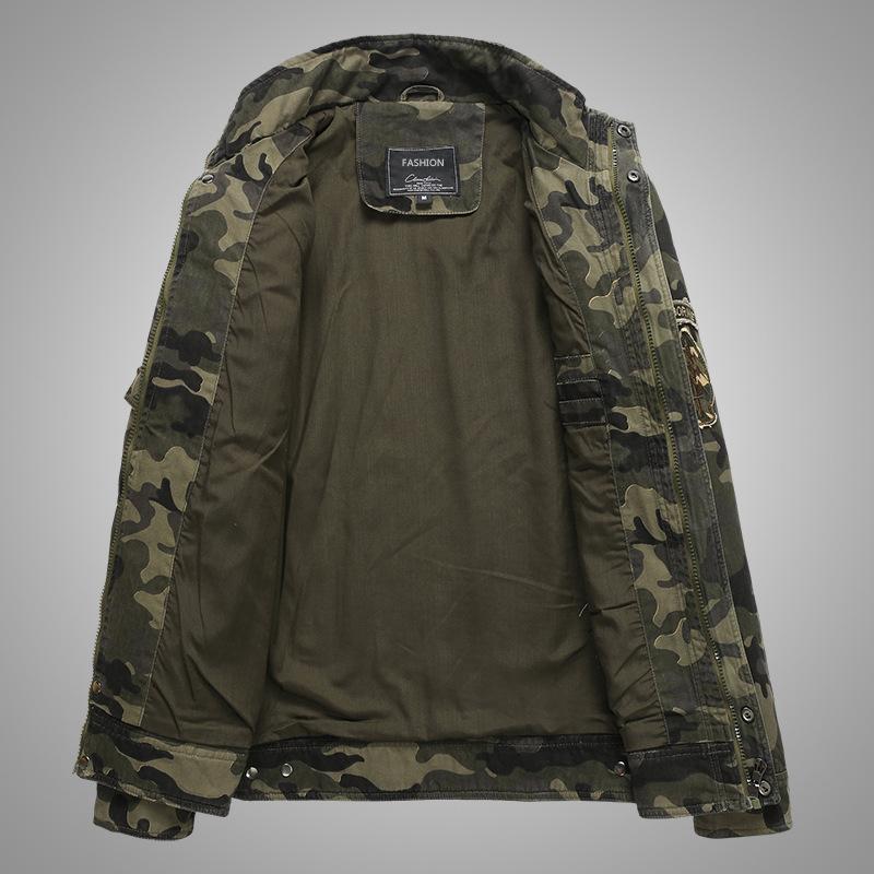 Denim Jacket Men Stand Collar Camo Boys Casual Wear Overalls Military Winter Thick Overall Camouflage Coat Male Tops Men's Jackets