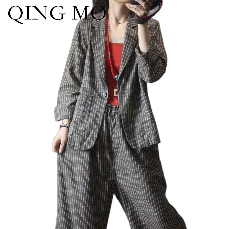 Women's Two Piece Pants QING MO 2021 Autumn Fashion Women Sets Suit Jacket + Wide Leg Trend Thin Retro Striped ZWL348, Striped sets
Women's Two Piece Pants QING MO 2021 Autumn Fashion Women Sets Suit Jacket + Wide Leg Trend Thin Retro Striped ZWL348, Striped sets