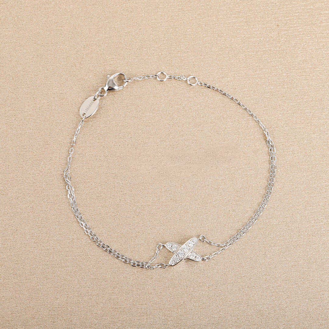 S925 silver charm corss style bracelet with diamonds for women wedding jewelry gift have stamp in two colors plated PS2056