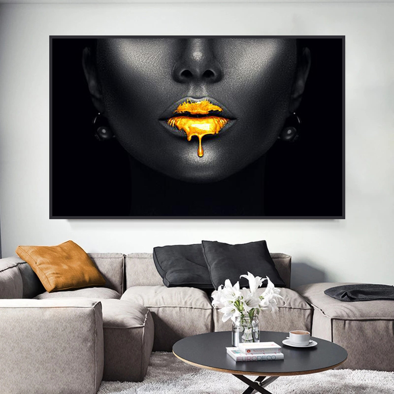Gold Lips African Black Woman Canvas Paintings on The Wall Art Posters and Prints Black Face Pictures for Living Room Unframed
Gold Lips African Black Woman Canvas Paintings on The Wall Art Posters and Prints Black Face Pictures for Living Room Unframed