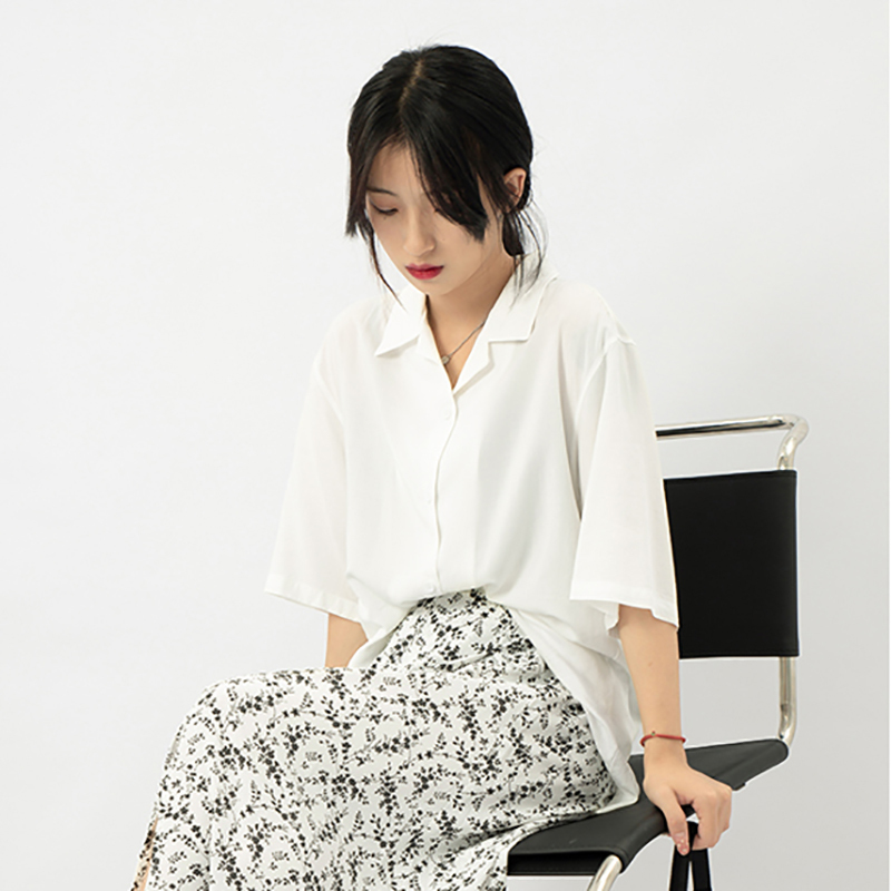 Simple Yellow Blouse Women's Summer Lapel Single Breasted Short Sleeve Purple Shirt Female Fashion 5E315 210427