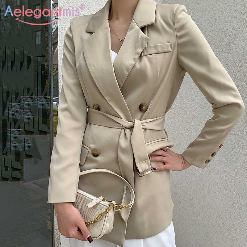 Aelegantmis Chic Doubler Breasted Casual Women Blazer Jacket with Belt Autumn Notched Collar Female Outerwear Ladies Office Coat 210607, Khaki
Aelegantmis Chic Doubler Breasted Casual Women Blazer Jacket with Belt Autumn Notched Collar Female Outerwear Ladies Office Coat 210607, Khaki
