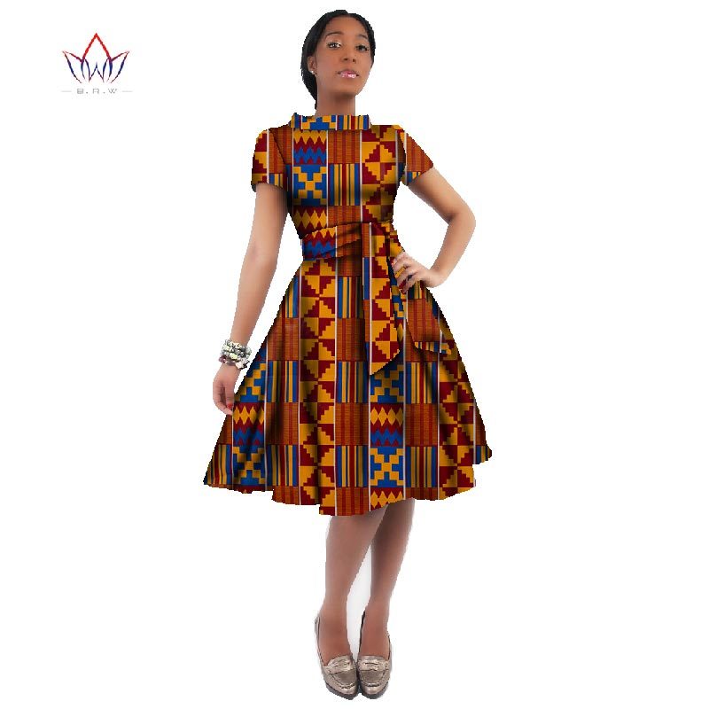 WholeSale Africa Dress For Women African Wax Print Dresses Dashiki Plus Size Africa Style Clothing for Women Office Dress WY082 210408