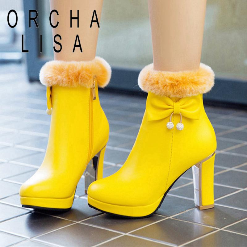 Boots ORCHALISA Women 2021 Ankle Round Toe 8.5cm Block Heels Zip Bowtie Fur Bling Sweet Big Size 31-45 Casual Spring A3704, Black
Boots ORCHALISA Women 2021 Ankle Round Toe 8.5cm Block Heels Zip Bowtie Fur Bling Sweet Big Size 31-45 Casual Spring A3704, Black