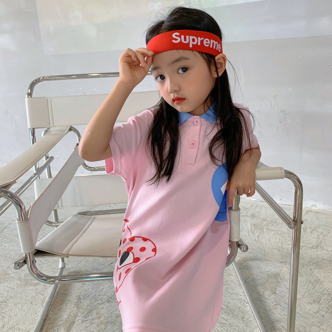 Summer baby girls polo dress kids Girls Turn Collar Short Sleeve casual Dresses Children Cotton sport clothes