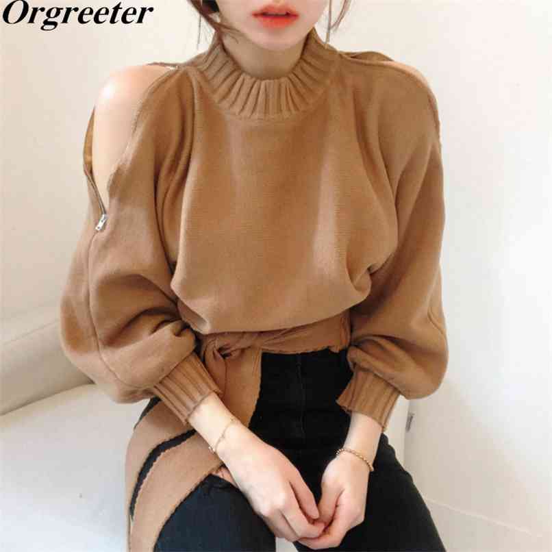 Chic Design Sexy Zipper Strapless O-neck Sweater Women Fall Spring Lantern Sleeve Bow lace-up Short Knitted Pullover Tops 210602, Khaki
Chic Design Sexy Zipper Strapless O-neck Sweater Women Fall Spring Lantern Sleeve Bow lace-up Short Knitted Pullover Tops 210602, Khaki