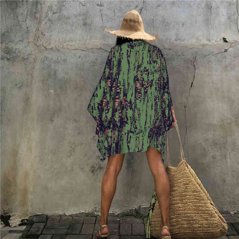 Sexy Bikini Cover-ups Summer Tunic Cusual Beach Dress Elegant Women Plus Size Wear Swim Suit Cover Up A1269 210420