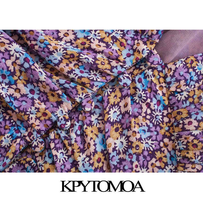 Women Chic Fashion With Shoulder Pads Printed Mini Dress Short Sleeve Back Elastic Female Dresses Mujer 210420