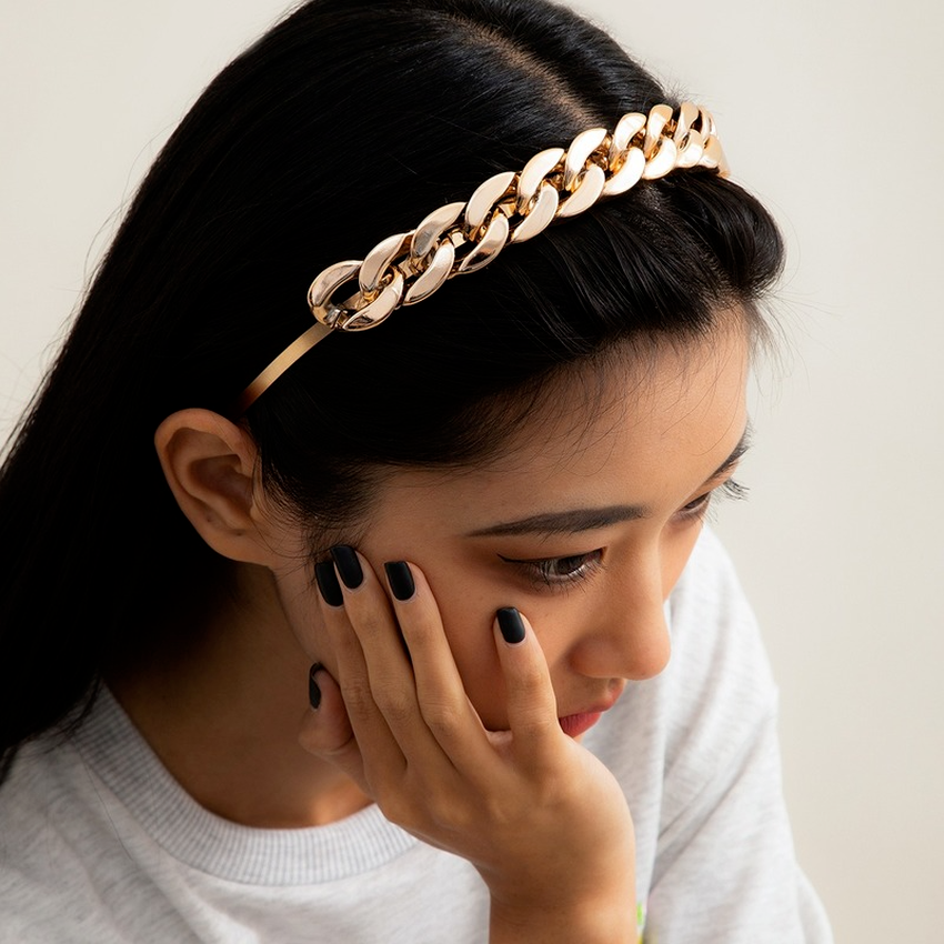 CCB Cuban Chain shape Band Headband Simple Gold hair bands Hoop Clasp for women girls fashion jewelry will and sandy, Silver
CCB Cuban Chain shape Band Headband Simple Gold hair bands Hoop Clasp for women girls fashion jewelry will and sandy, Silver